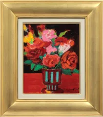 画家　加藤静児　静物　油彩画　油絵　額入　花　薔薇　薔薇の絵　バラ 画家 加藤静児 静物 油彩画 油絵 額入 花 薔薇 薔薇の絵 バラ 画家