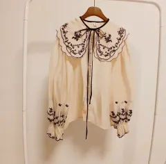 レース ビック襟 ブラウス アイボリー 新品