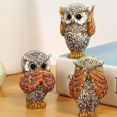 オブジェ ふくろう 置物 幸運 ミニ インテリア 雑貨 小物 樹脂 レトロ おしゃれ かわいい フクロウ 装飾 マスコット 幸運 飾り ナチュラル スタイリッシュ 玄関 プレゼント お祝い ブルー オ