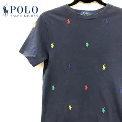 【美品!!送料無料!!】POLO RALPH LAUREN ポロ ラルフローレン マルチカラー ネイビー ポロロゴ 半袖 Tシャツ Mサイズ 古着 アパレル トップス