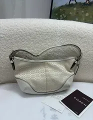 2000s COACH コーチ シグネチャー 白 ミニ HOBO BAG ショルダーバッグ