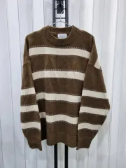 BAEWOOストライプ ニット スポーツブラ ブラウン