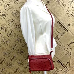 caravaggioショルダーバッグ ポシェット 赤 オーストリッチ FY173