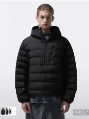 1回着用 ムシンサスタンダード シティ レジャー Anorak（アノラック） ライト ダウンジャケット ブラック 2XL