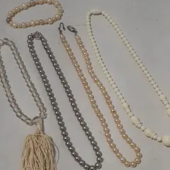 ネックレス ブレスレット イミテーションパール 仏具 念珠 アクセサリー【白パール金具不良】S