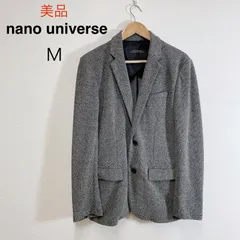 美品 nano universe 畦編みニットジャケット ナノユニバース ニットジャケット ジャケット カーディガン アウター グレー メンズ Mのサムネイル