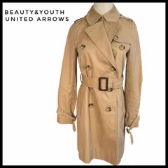 BEAUTY&YOUTH UNITED ARROWS ビューティアンドユース　ユナイテッドアローズ　トレンチコート ベージュ　コットン　綿　アウター　コート　レディース　女性　ビジネス　冬　かっちり　清楚　上品　春　ベルト付き　Sサイズ　機能性