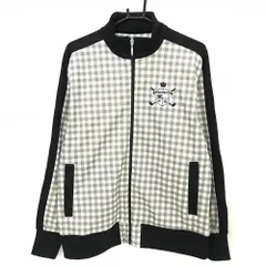 【美品】フィラゴルフ ジャケットブルゾン 白×グレー チェック 裏起毛 メンズ L ゴルフウェア FILA GOLF