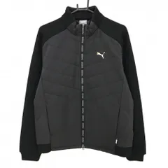 プーマ 中綿切替ジャケット 黒 ゴールドロゴ 袖ニット メンズ L ゴルフウェア PUMA