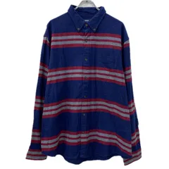 LANDS'END 長袖 ボーダーシャツ XL ネイビー マルチカラー ランズエンド ボタンダウン ボタン 胸ポケット ボーダー 春物 a711-6493のサムネイル