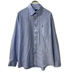 Ralph Lauren 長袖 無地シャツ XL～ ブルー ラルフローレン ボタンダウン 胸ポケット ワンポイントロゴ トップス 春物 a711-6522