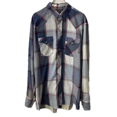 Wrangler 長袖 ウエスタンシャツ XL ネイビー マルチカラー ラングラー チェック柄 スナップボダン 胸ポケット トップス 春物 a711-6527のサムネイル