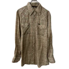 USA製 Lee 長袖 ウエスタンシャツ L ベージュ マルチカラー リー チェック柄 スナップボタン 胸ポケット トップス 春物 a711-6529のサムネイル