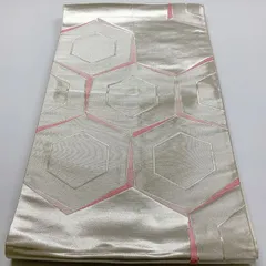 ［6027］袋帯 亀甲繋ぎ 銀彩 シルバー 六通 正絹 着物 フォーマル