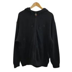 アディダス adidas パーカー ジップアップ スウェット フード 無地 ロゴ 長袖 2XL 黒 ブラック