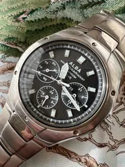 セイコー　アルバ☆ソーラー時計☆チタン☆稼働品☆V14J-0AA0 クロノグラフ