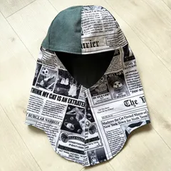 リバーシブル溶接頭巾 No.173 英字新聞 猫 USAコットン / 8オンスデニム