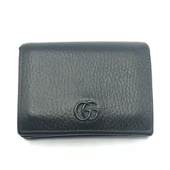 ✨未使用級　付属品完備✨グッチ　二つ折り　マーモント　ブラック　レザー　シボ革 GUCCI（グッチ） 二つ折り財布（札入れ） 財布 メンズ GGマーモント