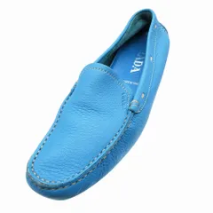 PRADA プラダ モカシン レザー ローファー ドライビングシューズ スリッポン サイズ37.5 24cm ブルー 青 レディース 【中古】のサムネイル