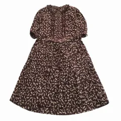 INGEBORG インゲボルグ フラワープリント すずらん レース ワンピース プリーツ ロング丈 ブラウン レディース 【中古】