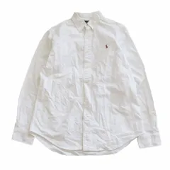 RALPH LAUREN ラルフローレン ポニーロゴ刺しゅう ボタンダウン オックスフォードシャツ 長袖 ホワイト サイズM メンズ 【中古】
