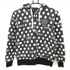【美品】パーリーゲイツ ジップパーカー ネイビー×白 ドット 裏起毛 ロゴ レディース 0(S) ゴルフウェア 2023年モデル PEARLY GATES