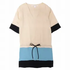 DIANEvon FURSTENBERG ダイアンフォンファステンバーグ シルク Vネック ワンピース 半袖 ベージュ M レディース 【中古】