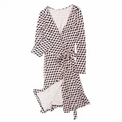 DIANEvon FURSTENBERG ダイアンフォンファステンバーグ 総柄 ストレッチ ラップ ワンピース 長袖 ひざ丈 ピンク レディース 【中古】