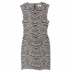 DIANEvon FURSTENBERG ダイアンフォンファステンバーグ 総柄プリント ノースリーブドレス ワンピース タイト ハーフ丈 XS 【中古】