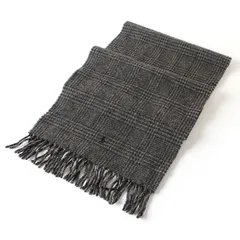 26390 美品 POLO RALPH LAUREN ポロラルフローレン マフラー チェック柄 グレー 刺繍 ウール スコットランド製