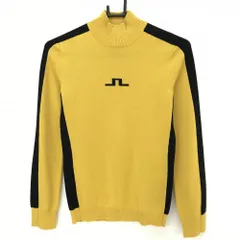 【超美品】ジェイリンドバーグ ハイネックセーター マスタードイエロー×黒 ウール100% レディース XS ゴルフウェア J.LINDEBERG