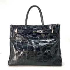 フルラ ハンド トートバッグ 革 クロコ型押し 黒ビジネス FY211