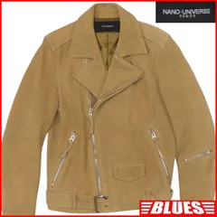 NANO UNIVERSE ナノユニバース ライダースジャケット L スエード ベージュ 本革 ダブル メンズ レザージャケット バイク 牛革 レザーライダースジャケット_サイズL一覧←SEULB屋着古← TY4147