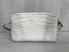 美品 JRA クロコダイル ショルダーバッグ バニラ 目地染 白 クロコ 鰐