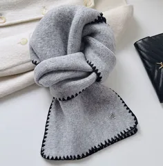 【グレー】マフラー ストール レディース 防寒 厚手 かわいい 無地 あったか 冬 おしゃれ ふわふわ ステッチデザイン 通勤 通学 ギフト