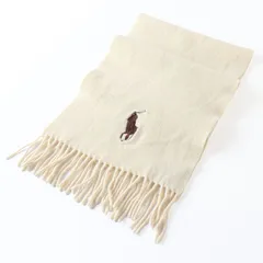 26389 POLO RALPH LAUREN ポロラルフローレン マフラー アイボリー 刺繍 ウール イタリア製