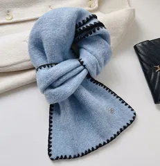 【ブルー】マフラー ストール レディース 防寒 厚手 かわいい 無地 あったか 冬 おしゃれ ふわふわ ステッチデザイン 通勤 通学 ギフト