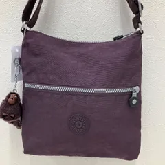 6694　Kipling キプリング　 ショルダーバッグ　ワンショルダー　肩がけ　斜めがけ　クロスボディ ミニバッグ　サコッシュ　パープル系　紫　 チャーム付き　モンキー　ゴリラ　ポケット ナイロン　シンプル　カジュアル
