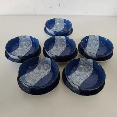 〇陶器 小鉢 小皿 染小紋 皿鉢揃 6客セット 【未使用に近い】