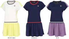 フィラ FILA テニス ワンピース レディース ウェア テニスウェア 半袖 エンボスドットメッシュ バックホールメッシュ 吸水 吸湿 速乾 UV 部活 練習 トレーニング  VL2936 18B スモーキーイエロー