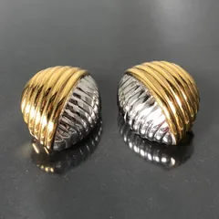 NINA RICCI ニナリッチ イヤリング ゴールドカラー シルバーカラー 総重量約26g ツートン 大ぶり クリップ式 レディースアクセサリー■S107