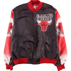 古着 80~90年代 Chalk Line NBA CHICAGOBULLS シカゴブルズ 大判プリント 中綿入り ナイロンスタジャン アワードジャケット/evb032355