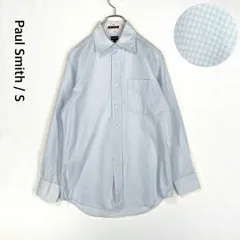 ポールスミス Paul Smith ワイドカラー 長袖シャツ カフスボタン チェック柄 小花柄 ライトブルー Sサイズ