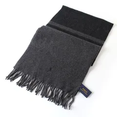 26627 未使用 POLO RALPH LAUREN ポロラルフローレン マフラー グレー×ブラック 刺繍 ウール イタリア製