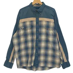 90's/90年代ヴィンテージ Wrangler/ラングラー チェックシャツ 長袖 シャツ ボタンダウン オーバーサイズ ビッグシルエット メンズ ブルー/その他