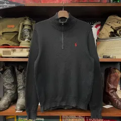 90s ポロ ラルフローレン ハーフ ジップアップ コットン ニット セーター