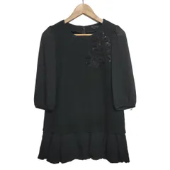 TO BE CHIC(トゥービーシック) チュニック サイズ40 M レディース - 黒 クルーネック/七分袖/シースルー/スパンコール/フラワー(花)