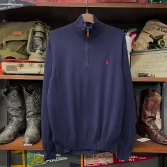 90s ポロ ラルフローレン ハーフ ジップアップ コットン ニット セーター