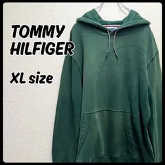 TOMMY HILFIGER トミーヒルフィガー トップス パーカー メンズ グリーン 裏起毛 XLサイズ 古着