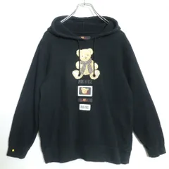 ピンクハウス★くまプリント&ワッペン♪長袖トレーナー スウェット フーディ サイズM 黒系 z16395